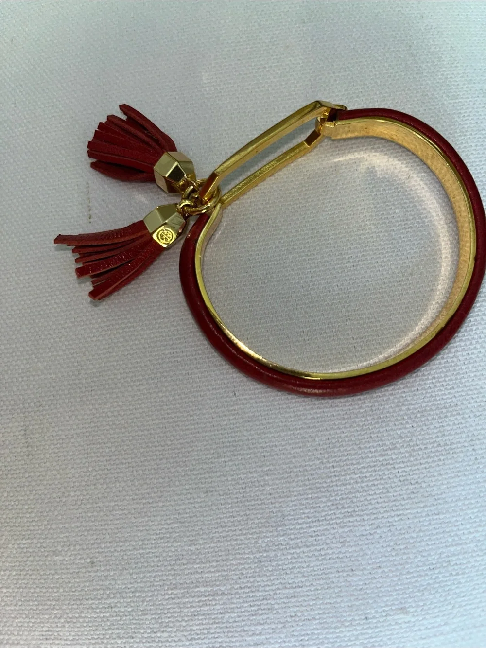 Rare Tory Burch Gold-Tone Red Twin Tassel Bracelet